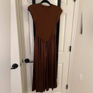 Ancosti Patchwork cap sleeve maxi dress